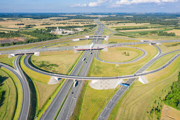 Węzeł Łódź Północ – skrzyżowanie autostrad A1 i A2 - obrazy, fototapety, plakaty