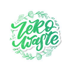 Concept Zero Waste handwritten text title sign. Vector illustration.