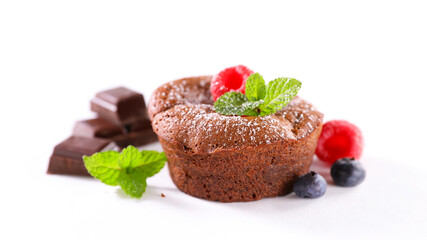 chocolate cake fondant and berry fruit