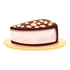 Chocolate cake icon cartoon vector. Cream piece. Slice chocolate pie
