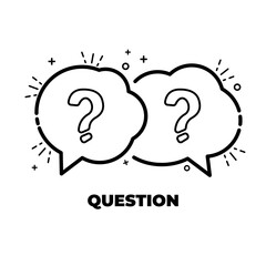 Question bubbles line icon, Ask help sign, Faq questionnaire symbol Line style question bubbles icon. Line art concept vector illustration