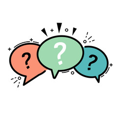 Question bubbles line icon, Ask help sign, Faq questionnaire symbol Line style question bubbles icon. Line art concept vector illustration
