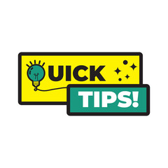 Quick tips, helpful tricks, tooltip, hint for website. banner with useful information. Vector icon of solution, advice. blue speech bubble with outline black.