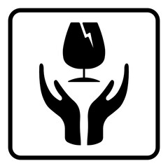 Fragile vector symbol isolated on white background, handle and care icon