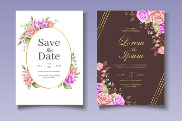 Obraz na płótnie Canvas Elegant floral wedding invitation card template