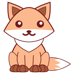 Cute cartoon fox illustration in flat vector style, isolated and editable EPS 10