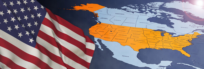 Us Flag and map