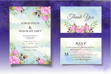 Beautiful floral wedding invitation card template