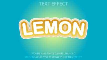 lemon text effect vector illustration editable