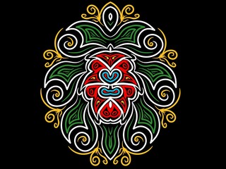 Mandala floral ornament design. Creative work hand drawing illustration. Digital art illustration