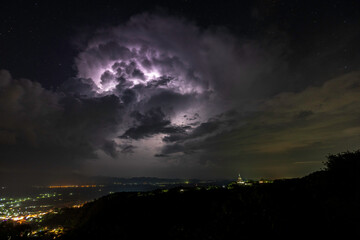 Obraz na płótnie Canvas Curtain of Lightning Over City