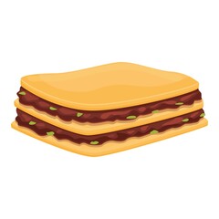Caprese lasagna icon cartoon vector. Meat food. Italian lasagna dish