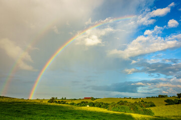 Rainbow over farmland in Central Kentucly