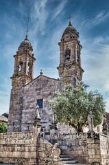 Fototapeta na wymiar Campanarios iglesia de San Benito en la villa de Cambados, provincia de Pontevedra, España