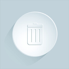 vector trash can icon on white button