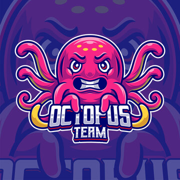 Octopus Mascot Cartoon Logo Template