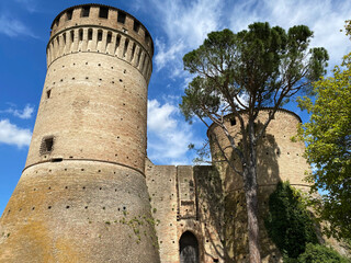 Main entrance of Rocca Manfrediana di Brisighella (Fortress of Brisighella). Ravenna, Italy