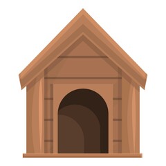Garden dog kennel icon cartoon vector. Wooden puppy house. Cute pet home