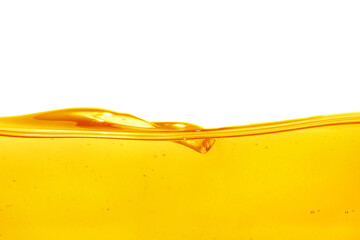 Wave of oil viscosity and air bubbles inside oil isolated on white background.