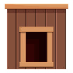 Wood dog kennel icon cartoon vector. Pet doghouse. Puppy house