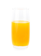 glass of orange juice on white background