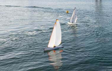yacht toy in water on summer vacation, yachting