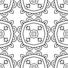 Seamless vector pattern in geometric ornamental style. Black and white pattern.