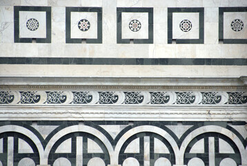 the Basilica of Santa Maria Novella is one of the most important churches in Florence by Leon Battista Alberti. Beautiful embroideries and drawings of marbles