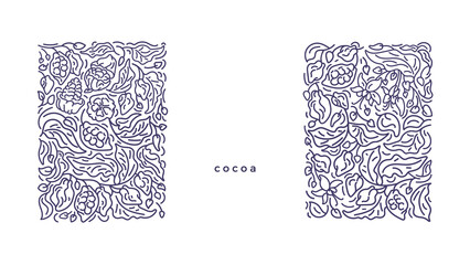 Cocoa abstract background. Art line border. Vector