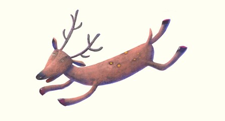 Obraz premium Deer character design, 3d illustration, animal isolated on white background, hand drawn cartoon