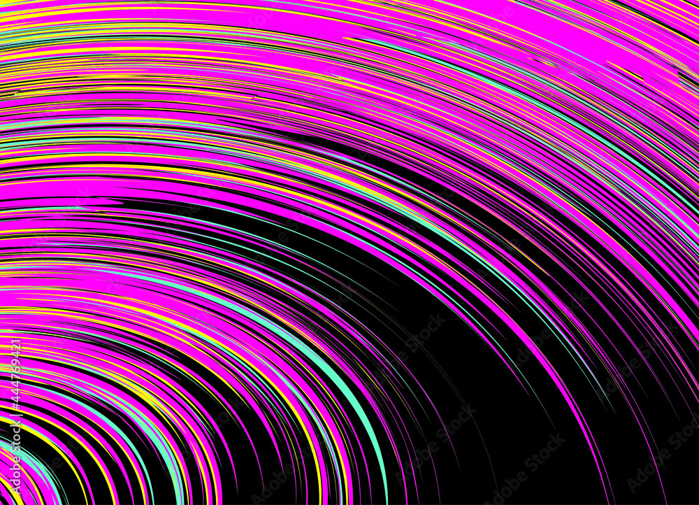 Poster abstract colored vector background from paint strokes on thin lines black background.