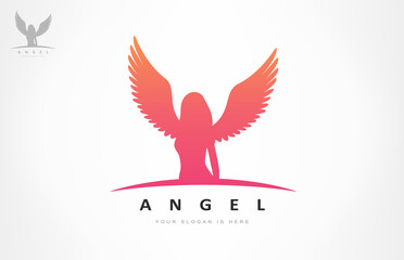 Angel woman logo vector. Design illustration.