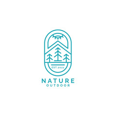 Abstract monoline nature outdoor badge logo design template