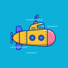 Submarine vector icon in cartoon style