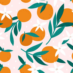 Seamless pattern with oranges. Vector