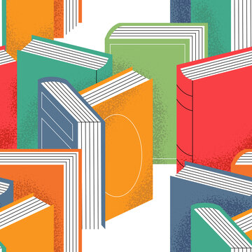 Colorful book cartoon reading seamless pattern