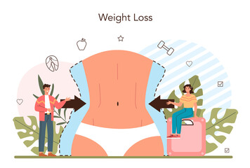 Weight loss concept. Idea of fitness and healthy diet. Overweight person