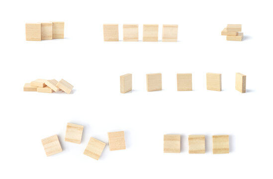 set wooden geometric block, isolated