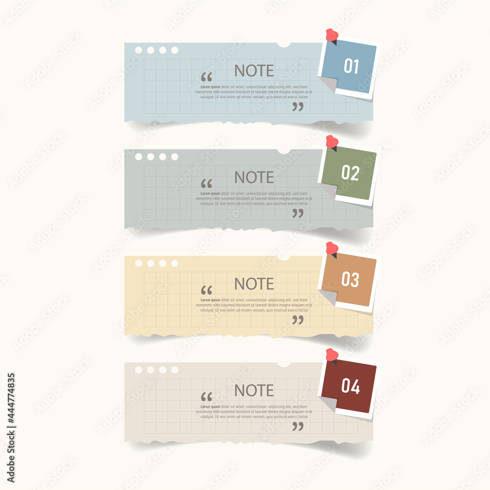 Poster text box design with note papers mockups.
