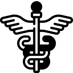 caduceus symbol solid line icon