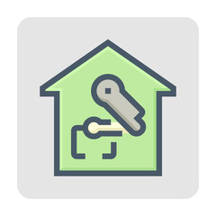 Smart home or home automation vector icon. Include robot or robotic arm. That machine, artificial intelligence or assistant for service, cleaning and cooking. Concept for futuristic, future. 48x48 px.