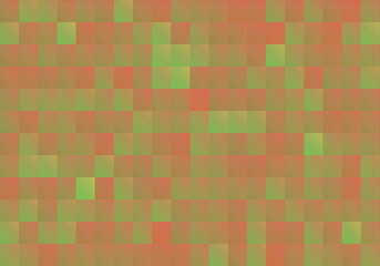 レトロな色合いのカラフルなタイルを敷き詰めた背景イラスト・オレンジグリーン系