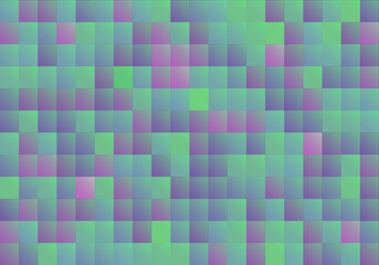 レトロな色合いのカラフルなタイルを敷き詰めた背景イラスト・パープルグリーン系