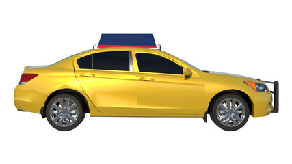 Fototapeta premium Taxi 1- Lateral view white background 3D Rendering Ilustracion 3D
