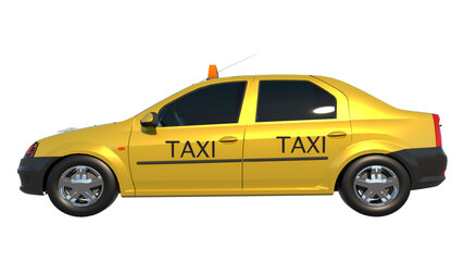 Taxi 2- Lateral view  white background 3D Rendering Ilustracion 3D