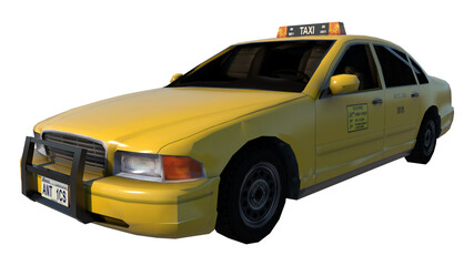 Taxi 3- Perspective F view  white background 3D Rendering Ilustracion 3D
