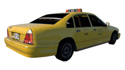 Taxi 3- Perspective B view  white background 3D Rendering Ilustracion 3D