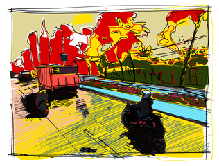 Obraz na płótnie Canvas expressionistische Straßenszenerie irgendwo in Jakarta. Vektor illustration
