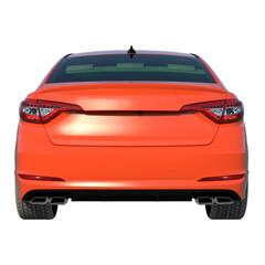 Fototapeta na wymiar Orange car taxi 1- Back view white background 3D Rendering Ilustracion 3D