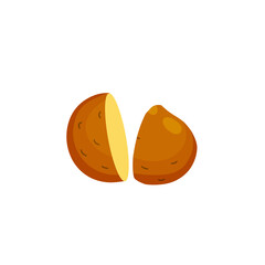 Sliced Potatoes. Piece of brown root vegetable. Natural farm ingredient. Flat Illustration